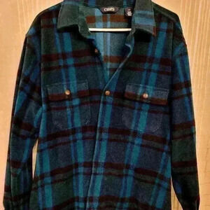 Women's Chaps green and blue wool shacket